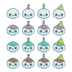 Set of birthday Halloween party skull element designs