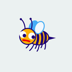 Cartoon character bee. Simple cute design with rich colors.