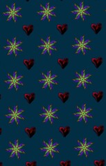 seamless pattern with stars and hearts