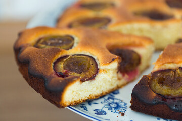 Homemade autumn plum pie