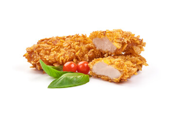 Breaded chicken, isolated on white background