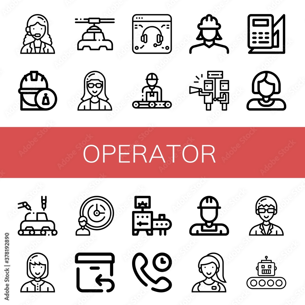 Poster operator simple icons set