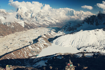 Nepal, Himalaya mountains, Sagarmatha National Park. Trekking, Mountaineering in Everest region on...