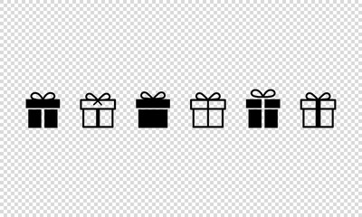 Gift box icon set. New Year, Christmas. Birthday concept. Surprise present. Isolated transparent background. EPS 10