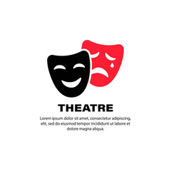 Theatre icon. Comedy and tragedy theater masks. Vector on isolated white background. EPS 10