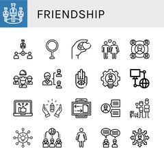 friendship simple icons set