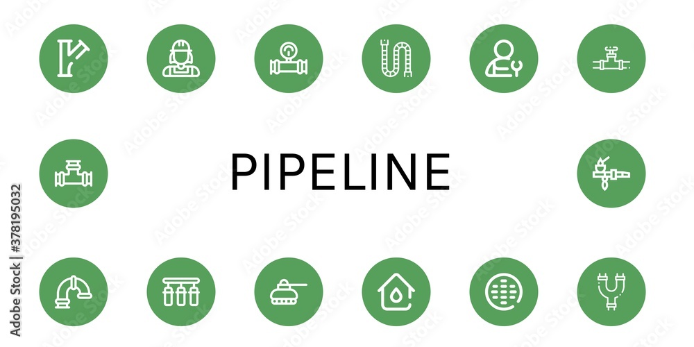 Poster set of pipeline icons