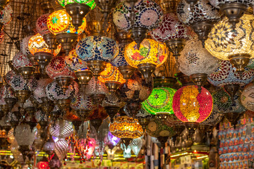 the colorful and beautifull mosaic lanterns of Turkey