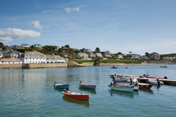 Fototapeta na wymiar St Mawes boats and coast Cornwall Roseland Peninsula England UK