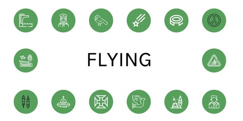 flying simple icons set