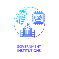 Government institutions concept icon. Security solutions. Cyber threats idea thin line illustration. Massive data breaches. Personal data security. Vector isolated outline RGB color drawing