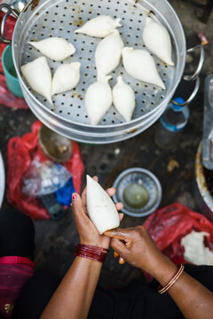 Making yomari nepal street food closeup