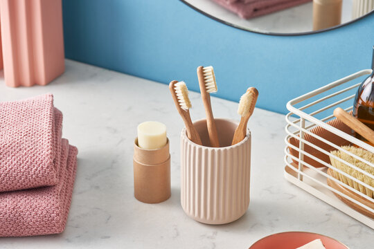 Dental supplies amidst ecological bathing tools