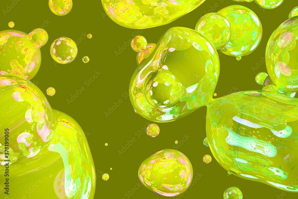 Poster soap glossy and shiny slime abstract gradient background 3d illustration - soft focus background des