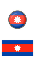 Meng Vax flag icons on a white background. Vector image: button, flag, and abbreviation. You can use it to create a website, print brochures, booklets, flyers, stickers, and travel guides.