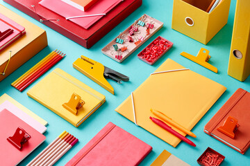 Composition of bright office supplies