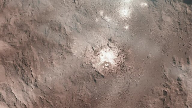Bright Spots in Occator Crater at the Dwarf Planet Ceres. Elements of this video furnished by NASA. 