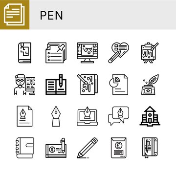 Set of pen icons