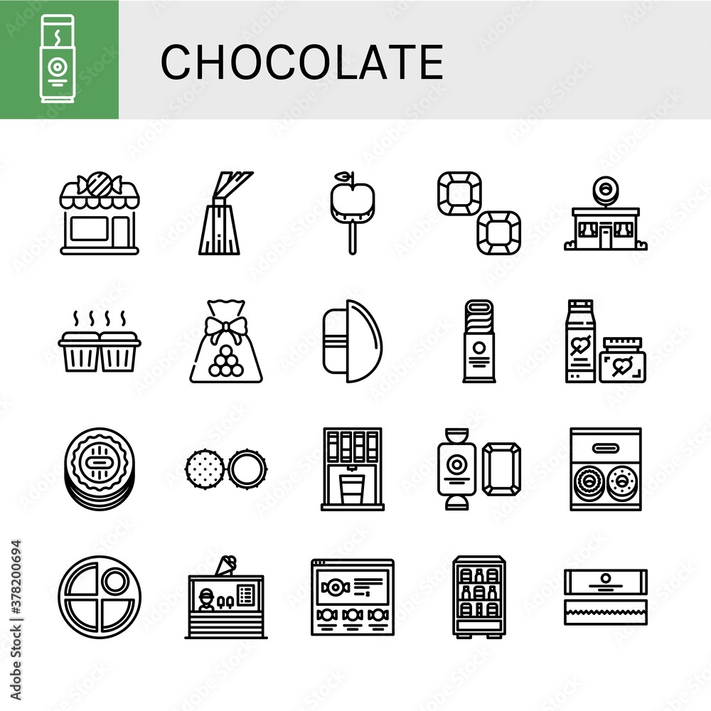 Sticker chocolate icon set