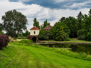 Gartenreich, Wörlitz, Germany, 27 July 2020. Idyllic landscape of formal gardens, trees, lakes and lawns in the Eastern part of Germany. Unesco world heritage site.