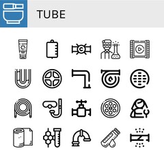 tube simple icons set