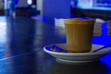 coffee with milk on bar