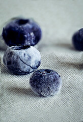 blueberries on a wooden table