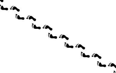 Obraz premium Bare footprints isolated on white background. Vector illustration of trail human bare footsteps. Feet icons.