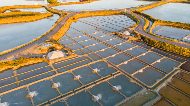 Aerial view of Guerande salt marshes
