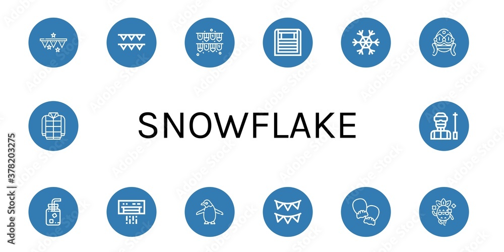 Poster snowflake simple icons set