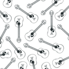 Fototapeta premium Pattern with guitars in line art set differently for background and wallpapers - for musical projects with elegant design.