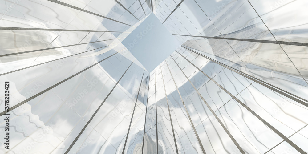 Poster sky scraper and sky glass building architecture background 3d render illustration