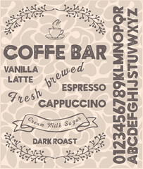 Vintage font coffee illustration for poster or menu template.