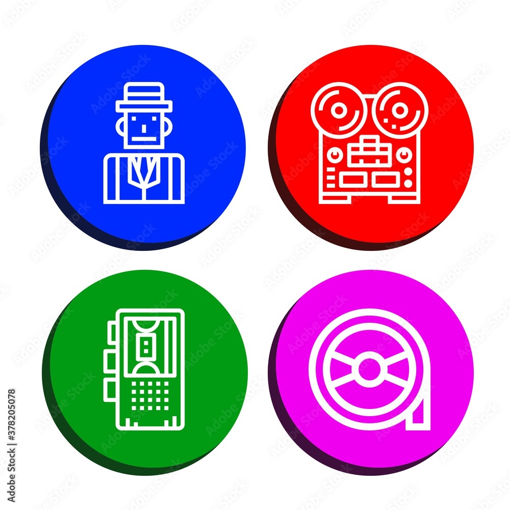 Poster recorder simple icons set