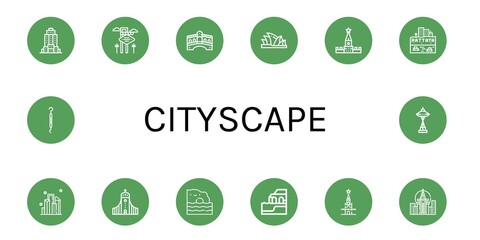 cityscape simple icons set