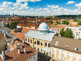 Obraz premium Aerial view of Choral Synagogue of Vilnius, the only synagogue of Vilnius that is still in use.