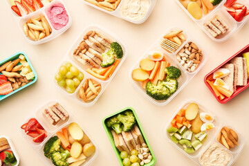 Set of plastic school lunchboxes