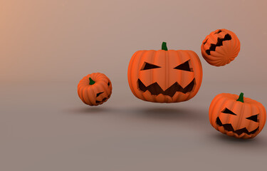 Halloween Pumpkins isolated 3D render