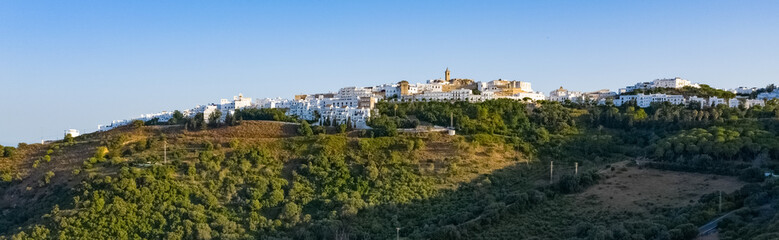 Fototapeta na wymiar Large image of Vejer de la Frontera on the top of a hill in Andalusia