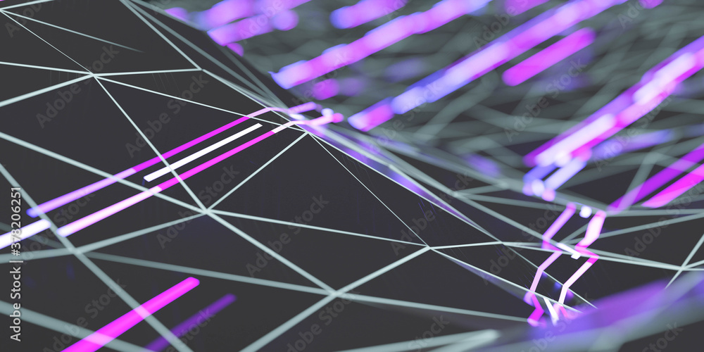 Poster abstract technology wireframe mesh polygonal background 3d render illustration