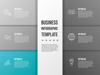 Gray flow chart with business icons. Infographic template. Vector