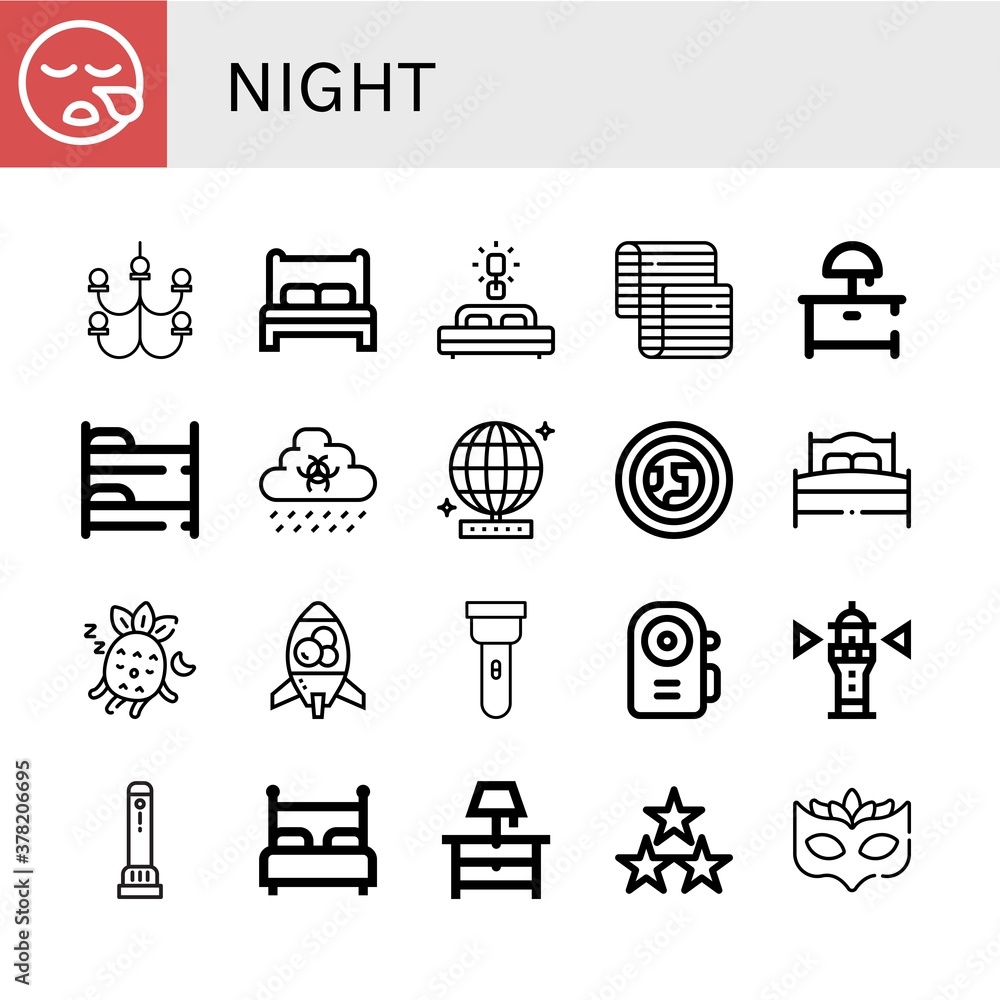 Canvas Prints night simple icons set