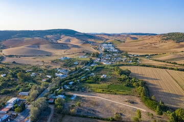 Country side of Vejer de la Frontera seen from above aerial view