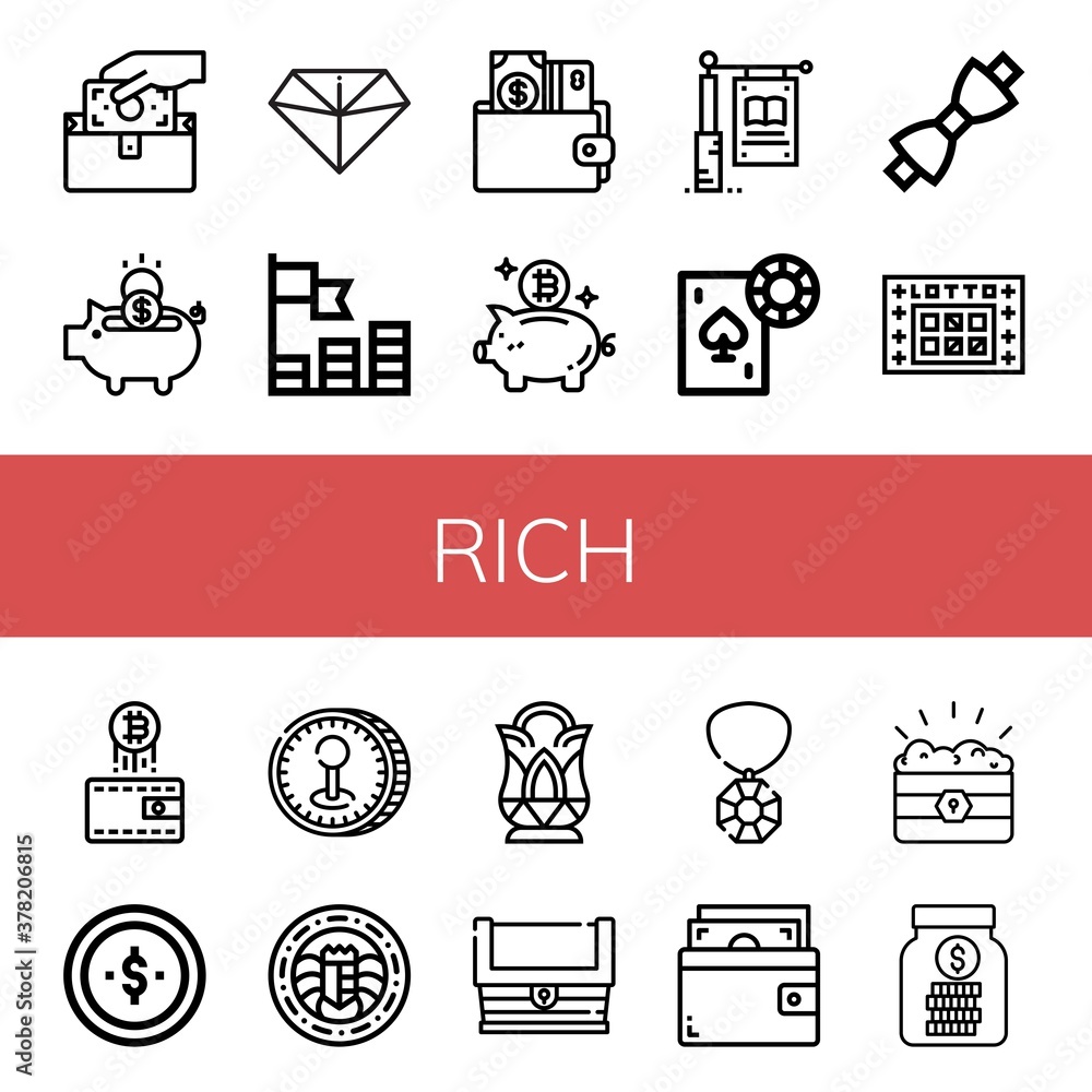 Sticker Set of rich icons