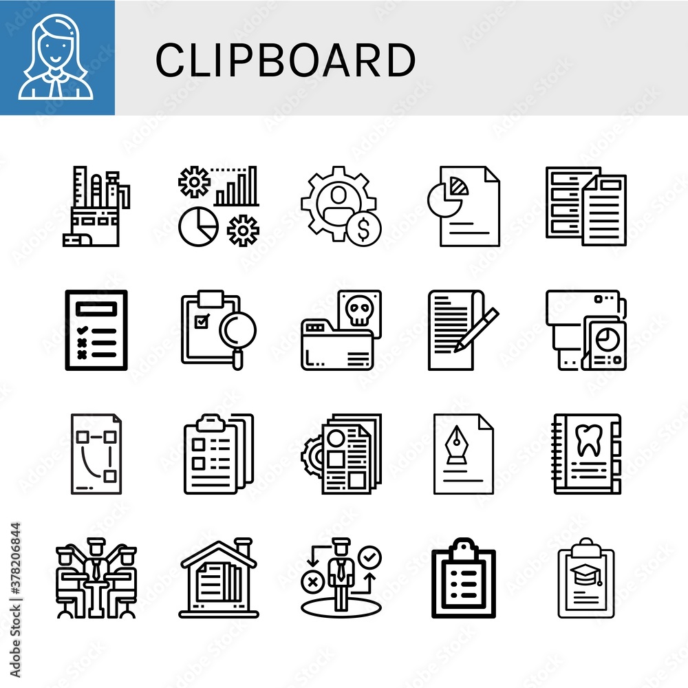 Poster clipboard simple icons set