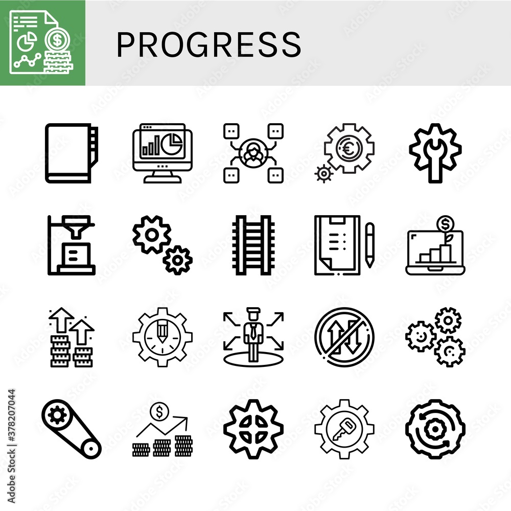 Poster set of progress icons