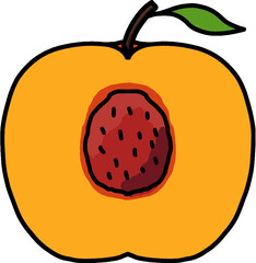 hand drawn cartoon style peach