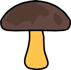 hand drawn cartoon style mushroom