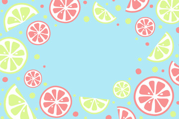 Summer background with juicy fruits and copyspace. Vector