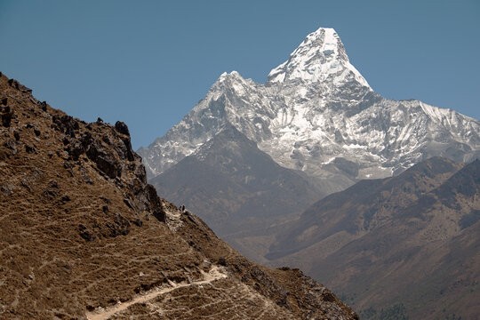 Scenic view of Ama Dablam mountain remote mountain area